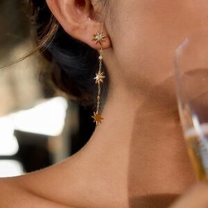 18K Gold Plated Star Drop Earrings